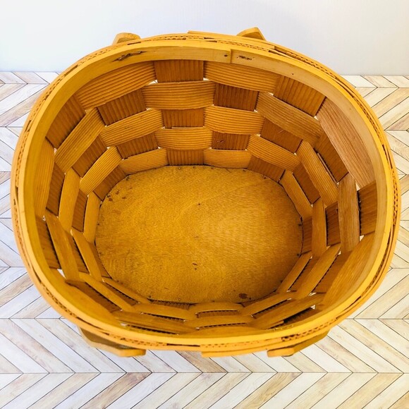 Honey Brown Handwoven Large Basket with Handles Cottage Core - Picture 5 of 10